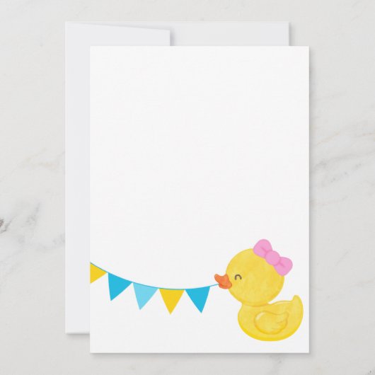 Een Lucky Duck Girl Rubber Duck 1e verjaardag Kaart (Achterkant)