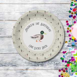 Een Lucky Duck Mallard 1e verjaardag Papieren Bordje