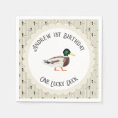 Een Lucky Duck Mallard 1e verjaardag Servet (Voorkant)