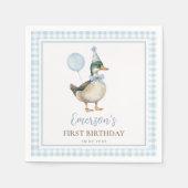 Een Lucky Duck Pastel Blue Balloon Verjaardagsguns Servet (Voorkant)