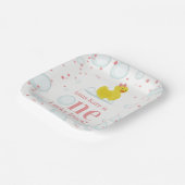 Een Lucky Duck Pink Eerste Verjaardagsfeestje Papieren Bordje (Gebogen)
