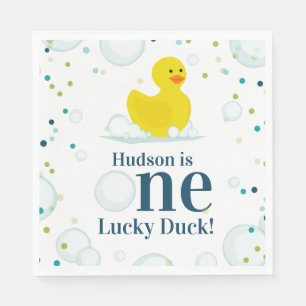 Een Lucky Duck Pink Eerste Verjaardagsfeestje Servet