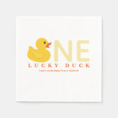 Een Lucky Duck Verjaardag servetten | Geel rubber  (Voorkant)