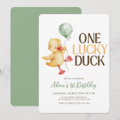 Een Lucky Duck Verjaardag Uitnodiging, Kids Verjaa Kaart (Voorkant / Achterkant)