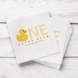 Eén Lucky Duck Verjaardagsservetjes | Gele Rubber Servet