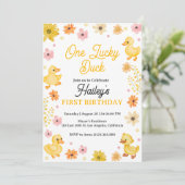 Een Lucky Duck verjaardagsuitnodiging Kaart (Staand voorkant)