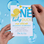 Een Lucky Duck Waterverf Rubber Duck 1e Verjaardag Kaart