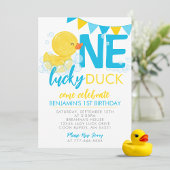 Een Lucky Duck Waterverf Rubber Duck 1e Verjaardag Kaart