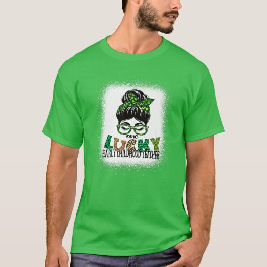Eén Lucky Early Childhood Docer Bleaching St Patr T-shirt (Voorkant)