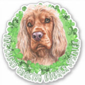 Eén Lucky English Cocker Spaniel St. Patrick Dog Sticker (Voorkant)