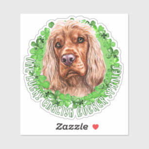 Eén Lucky English Cocker Spaniel St. Patrick Dog Sticker