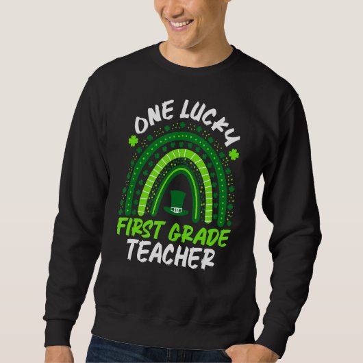 Eén Lucky First Grade Teacher Rainbow St Patrick's Trui (Voorkant)