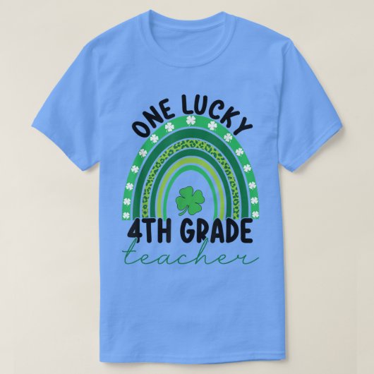 Eén Lucky Fourth Grade Teacher Gnomes St Patricks T-shirt (Design voorkant)
