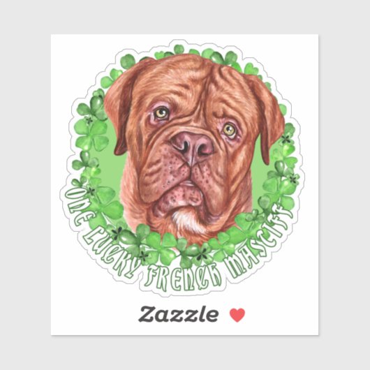 Een Lucky French Mastiff Funny St. Patrick Dog Sticker (Vel)