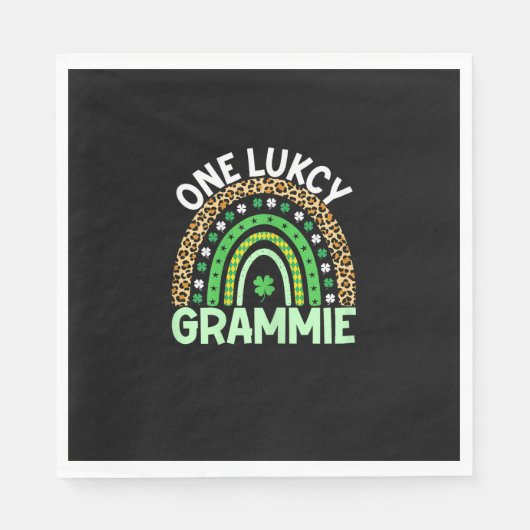 Een Lucky Grammie Leopard Rainbow Saint Patrick's Servet (Voorkant)