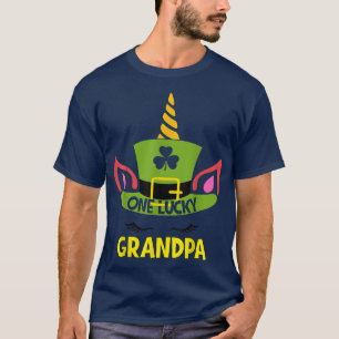 Eén Lucky Grandpa Unicorn Face St Patricks Day Sha T-shirt