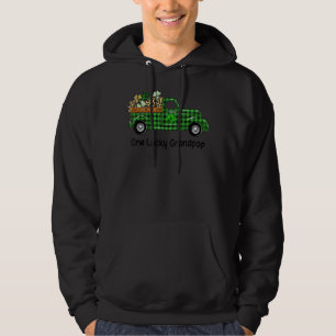 Een Lucky Grandpop Green Plaid Truck Shamrocks Pat Hoodie