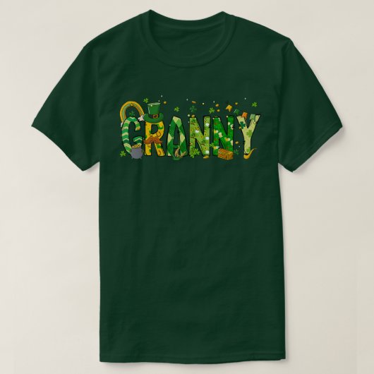 Een Lucky Granny St Patrick's Day Irish Granny Sha T-shirt (Design voorkant)