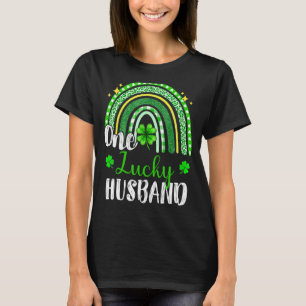 Eén Lucky Husband Leopard Print Rainbow St Patrick T-shirt
