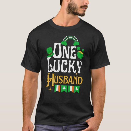 Eén Lucky Husband St Patricks Day Irish Shamrock T-shirt (Voorkant)