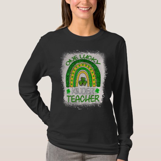 Eén Lucky Kinder Teacher Rainbow St Patrick S Day T-shirt (Voorkant)