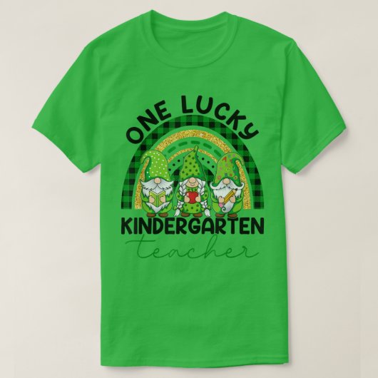 Eén Lucky Kindergarten Leraar Gnome St Patricks D T-shirt (Design voorkant)