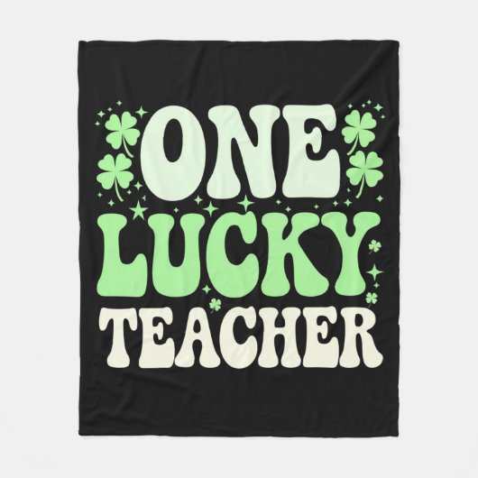 Eén Lucky leraar Groovy Retro leraar St Patricks Fleece Deken (Voorkant)