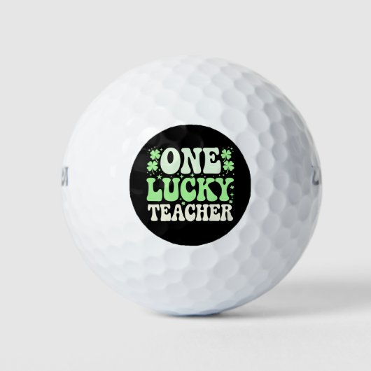 Eén Lucky leraar Groovy Retro leraar St Patricks Golfballen (Voorkant)