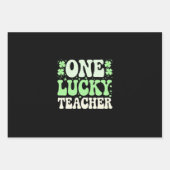 Eén Lucky leraar Groovy Retro leraar St Patricks Inpakpapier Vel (Voorkant)