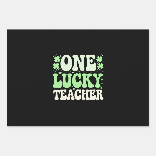 Eén Lucky leraar Groovy Retro leraar St Patricks Inpakpapier Vel (Voorkant)
