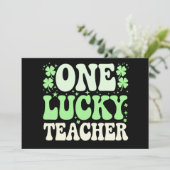 Eén Lucky leraar Groovy Retro leraar St Patricks Kaart (Staand voorkant)