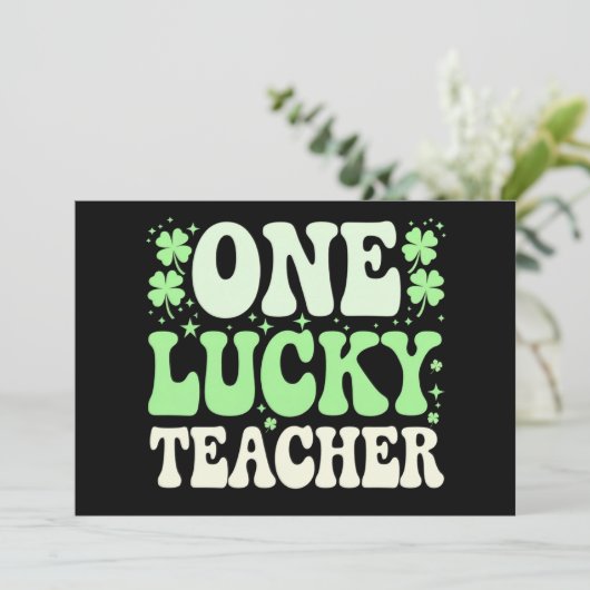 Eén Lucky leraar Groovy Retro leraar St Patricks Kaart (Staand voorkant)
