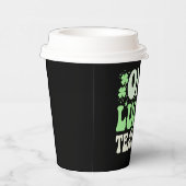 Eén Lucky leraar Groovy Retro leraar St Patricks Papieren Bekers (Rechts)