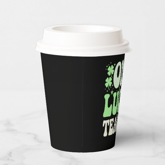 Eén Lucky leraar Groovy Retro leraar St Patricks Papieren Bekers (Rechts)