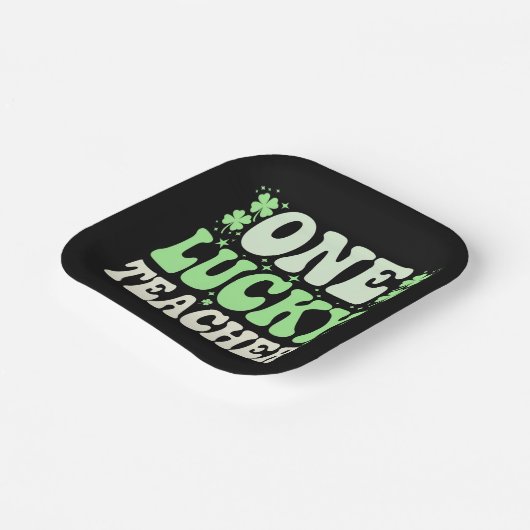 Eén Lucky leraar Groovy Retro leraar St Patricks Papieren Bordje (Gebogen)