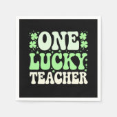 Eén Lucky leraar Groovy Retro leraar St Patricks Servet (Voorkant)