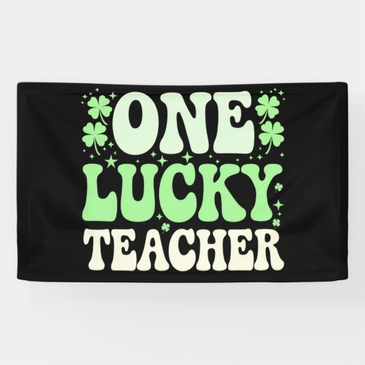 Eén Lucky leraar Groovy Retro leraar St Patricks Spandoek (Horizontaal)