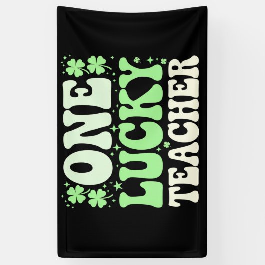 Eén Lucky leraar Groovy Retro leraar St Patricks Spandoek (Verticaal)