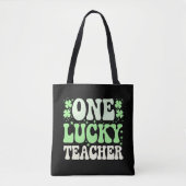 Eén Lucky leraar Groovy Retro leraar St Patricks Tote Bag (Voorkant)