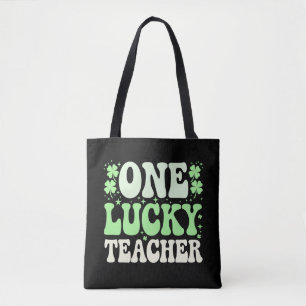 Eén Lucky leraar Groovy Retro leraar St Patricks Tote Bag