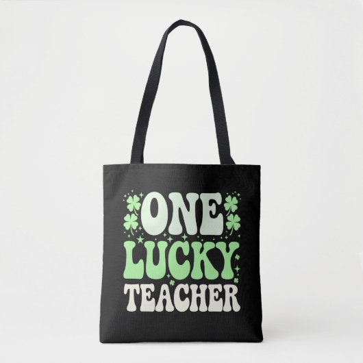 Eén Lucky leraar Groovy Retro leraar St Patricks Tote Bag (Voorkant)
