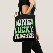 Eén Lucky leraar Groovy Retro leraar St Patricks Tote Bag (Dichtbij)