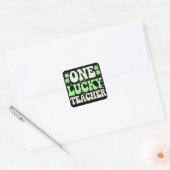 Eén Lucky leraar Groovy Retro leraar St Patricks Vierkante Sticker (Envelop)