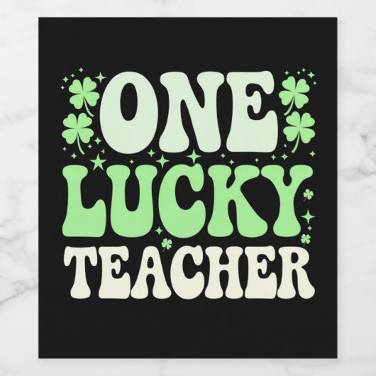 Eén Lucky leraar Groovy Retro leraar St Patricks Wijn Etiket (Enkel label)