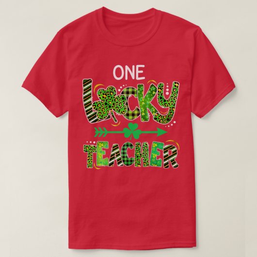Eén Lucky leraar Shamrock Leopard St. T-shirt (Design voorkant)