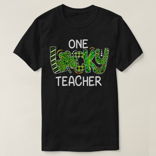 Eén Lucky leraar Shamrock Leopard St. T-shirt (Design voorkant)