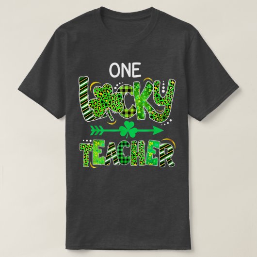 Eén Lucky leraar Shamrock Leopard St. T-shirt (Design voorkant)