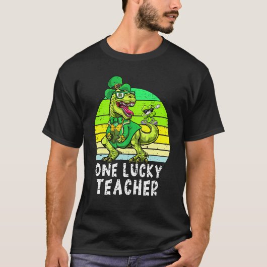Eén Lucky leraar St Patrick's Day Dinosaur 1 T-shirt (Voorkant)