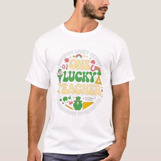 Eén Lucky leraar St. Patrick's Day Irish Teacher T-shirt (Voorkant)