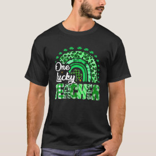 Een Lucky leraar St Patrick's Day Rainbow Leopard T-shirt